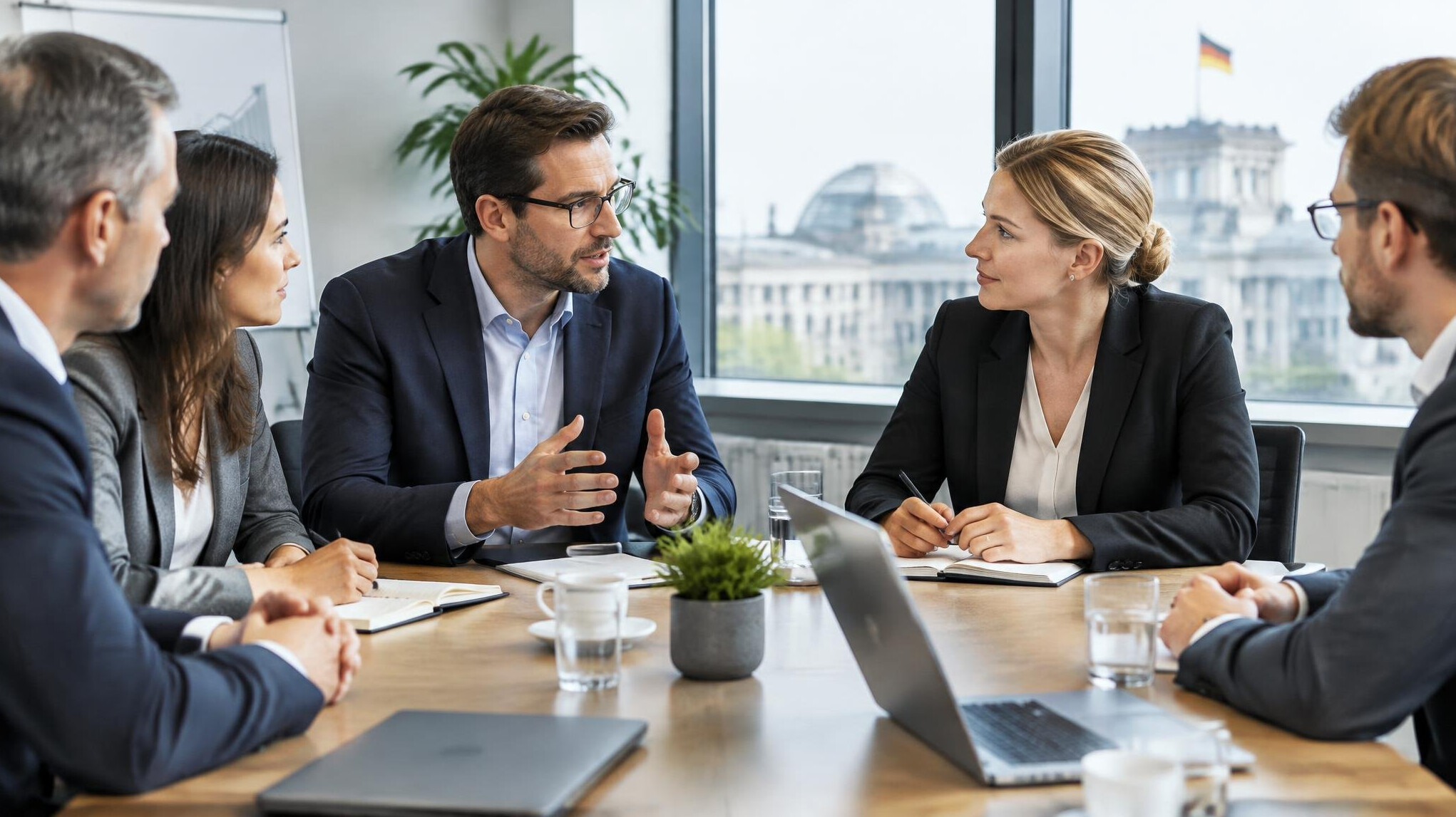 team discussion in office