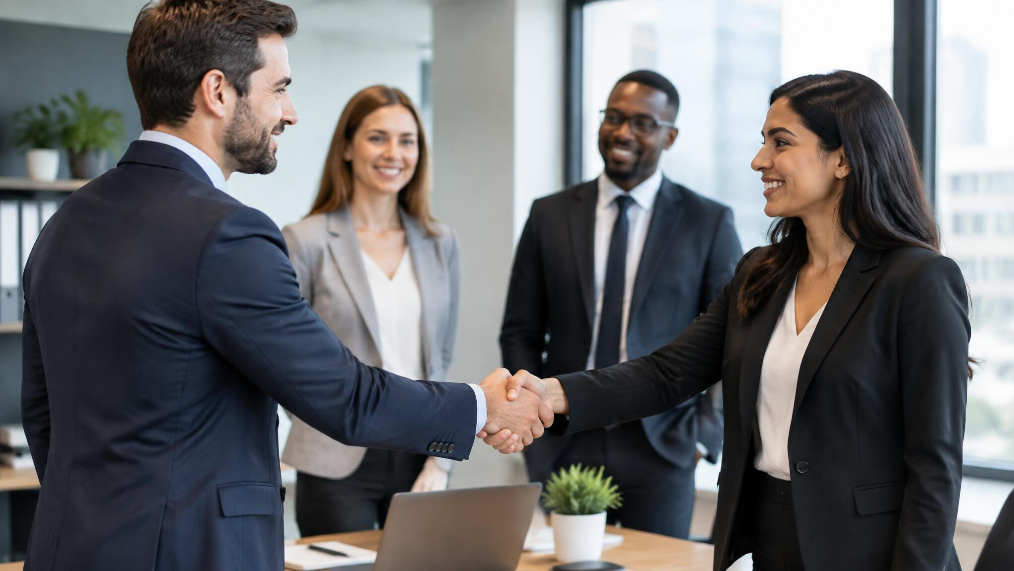 professional handshake in office